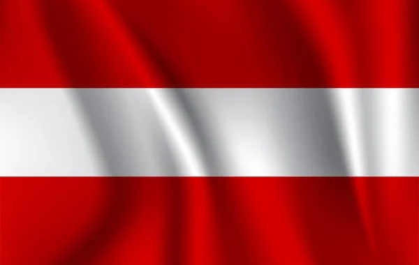 Bandera realista ondeando de la Austria. Tela texturizada bandera que fluye, vector EPS10 — Archivo Imágenes Vectoriales