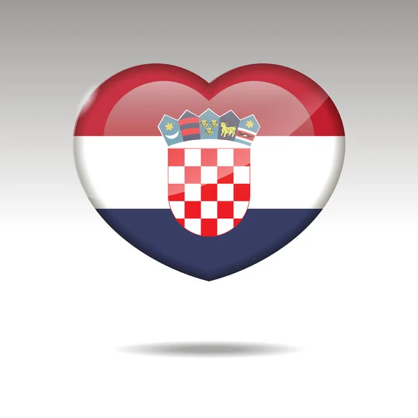 Amor Croacia símbolo. Icono de bandera del corazón. Ilustración vectorial . — Vector de stock