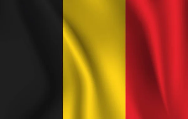 Bandera realista ondeando de la Bélgica. Tela texturizada bandera que fluye, vector EPS10 — Vector de stock
