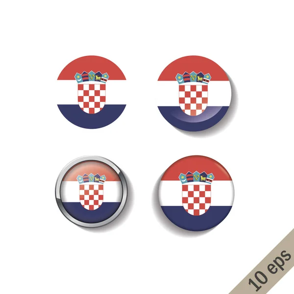 Set of CROATIA flags round badges. — Stock Vector