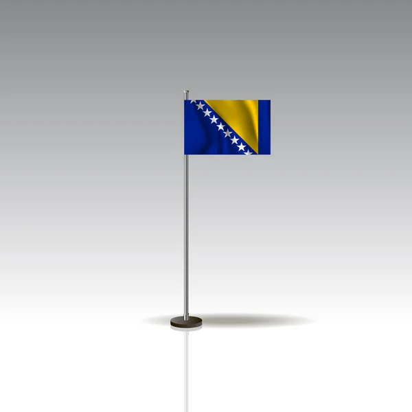 Vlajka ilustrace v zemi Bosna. Národní vlajka Bosny izolované na šedém pozadí. — Stockový vektor