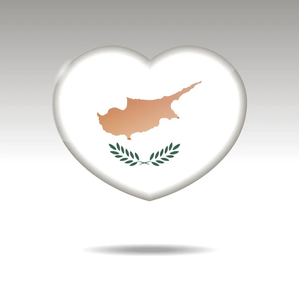 Amo Cipro simbolo. Icona della bandiera del cuore. Illustrazione vettoriale . — Vettoriale Stock