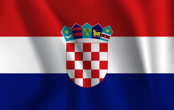 Bandera ondeante realista de la CROACIA, Bandera fluida texturizada de tela, vector EPS10 — Vector de stock