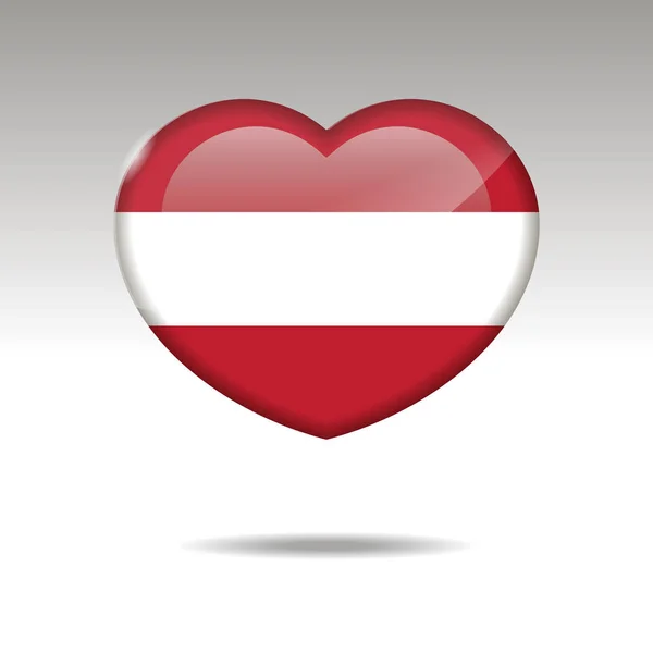 Αγάπη Αυστρία σύμβολο. καρδιά εικονίδιο σημαίας. εικονογράφηση φορέας. — Διανυσματικό Αρχείο