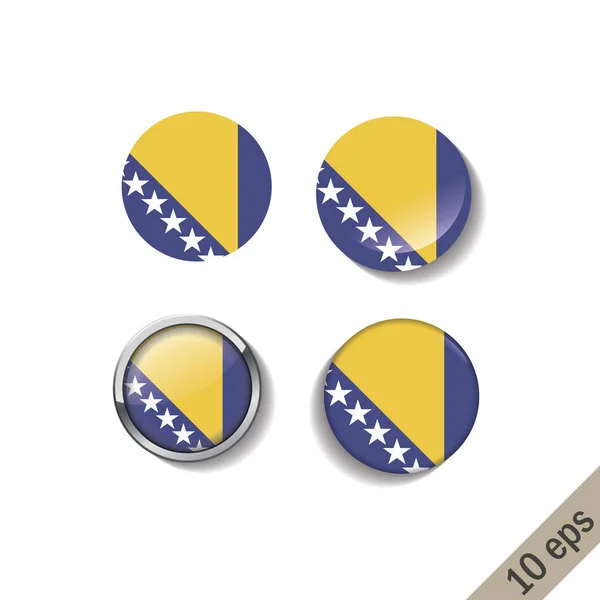 Set van Bosnië vlaggen ronde badges. — Stockvector