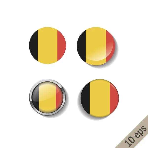 Uppsättning av Belgien flaggor runda märken. — Stock vektor