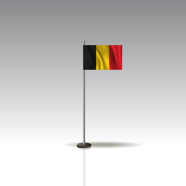 Flagga Illustration av landet av Belgien. Belgien flagga isolerade på grå bakgrund. — Stock vektor