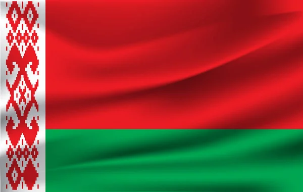 Realistické mávat vlajkou Bělorusku. Fabric texturou vlající vlajka, vektorové Eps10 — Stockový vektor