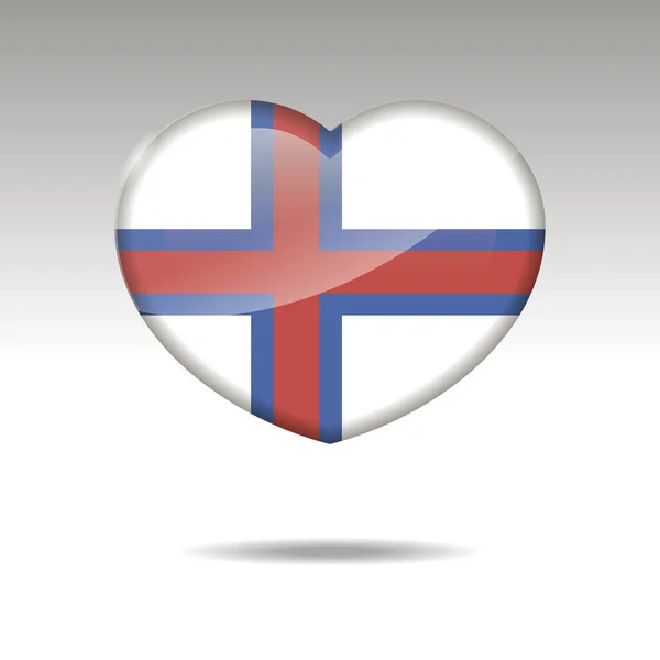 Love FAROE ISLANDS symbol. Heart flag icon. Vector illustration. — Stock Vector