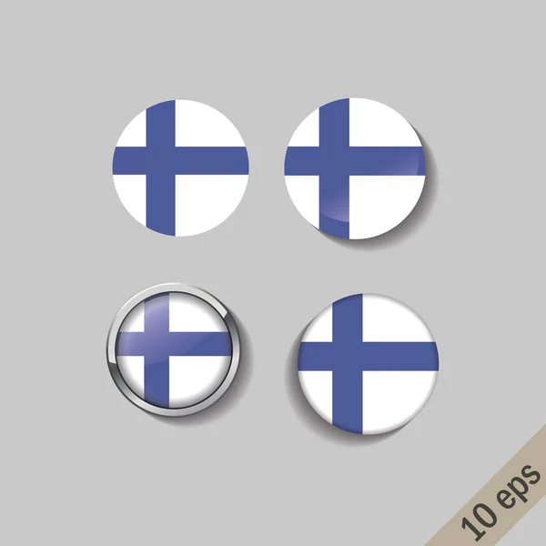 Set van Finland vlaggen ronde badges. — Stockvector