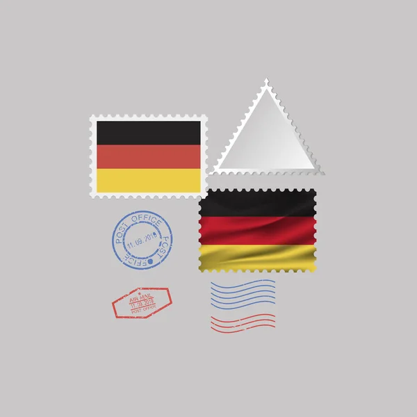 Flaga Niemcy zestaw znaczków pocztowych, na białym tle na szarym tle, ilustracji wektorowych. 10 eps — Wektor stockowy