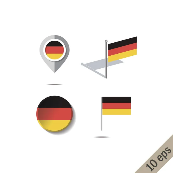 Kaartspelden met vlag van Duitsland — Stockvector