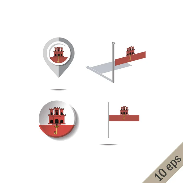 Mapa pinos com bandeira de Gibraltar —  Vetores de Stock