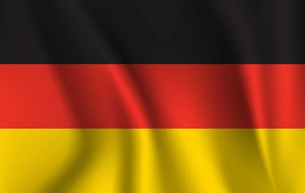 Realistisch zwaaien de vlag van de Duitsland. Stof geweven vloeiende vlag, vector Eps10 — Stockvector