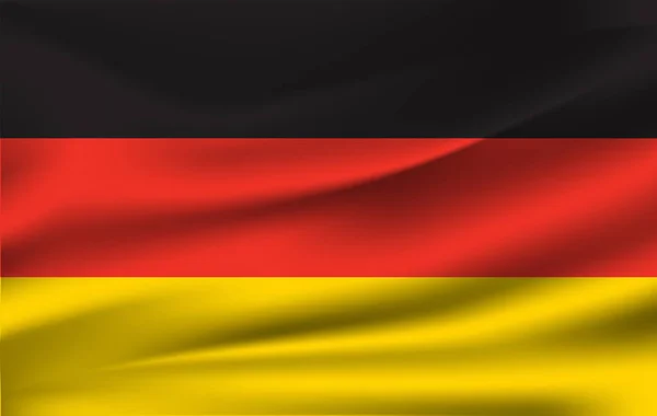 Realistické mávat vlajkou Německa. Fabric texturou vlající vlajka, vektorové Eps10 — Stockový vektor
