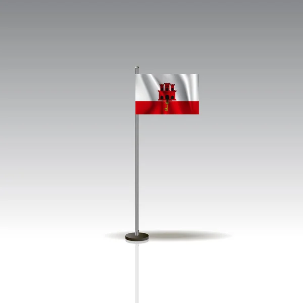 Illustratie van de vlag van het land van Gibraltar. Nationale vlag van Gibraltar geïsoleerd op een grijze achtergrond. — Stockvector
