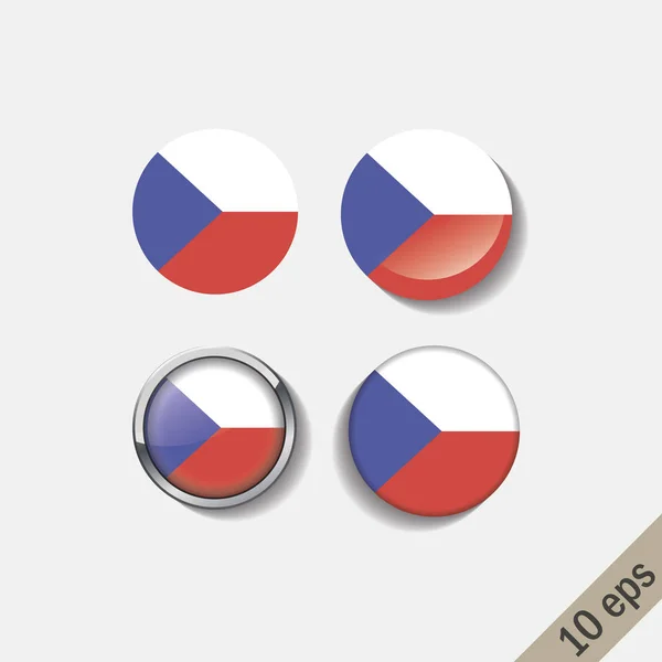 Набор флагов Чешской Республики круглых значков . — стоковый вектор