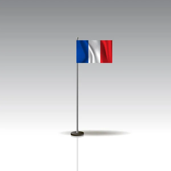 フランスの国の旗のイラスト。灰色の背景に分離されたフランス国旗. — ストックベクタ
