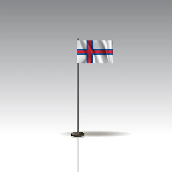 Nemzeti zászló, Feröer-szigetek, elszigetelt szürke háttér. Reális Lengyelország lobogója integetett a szél. Hullámos zászló, vektor Stock illusztráció — Stock Vector