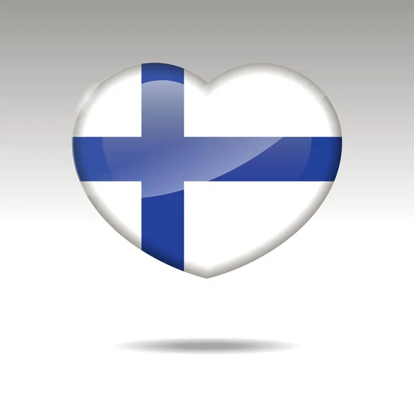 Adoro o símbolo da Finlândia. Ícone da bandeira do coração. Ilustração vetorial . —  Vetores de Stock
