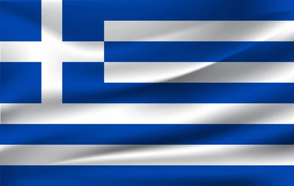 Bandiera sventolante realistica della Grecia. Bandiera fluente strutturata in tessuto, vettore EPS10 — Vettoriale Stock