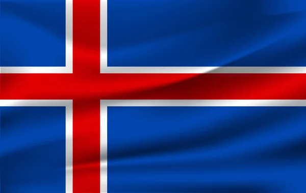 冰岛的现实的挥舞的旗帜。织物纹理流动标志, 向量 Eps10 — 图库矢量图片