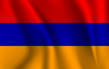 Ermenistan bayrağı sallayarak .