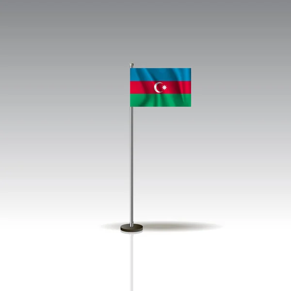 Флаг Иллюстрация страны Азербайджан. Национальный флаг Азербайджана выделен на сером фоне. S10 — стоковый вектор