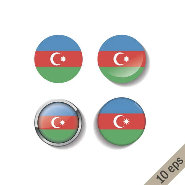 Набор флагов AZERBAIJAN круглых значков . — стоковый вектор