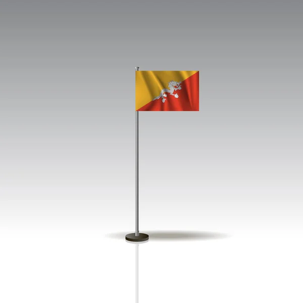 Flaggenillustration des Landes Bhutan. nationale Bhutan-Flagge isoliert auf grauem Hintergrund. — Stockvektor