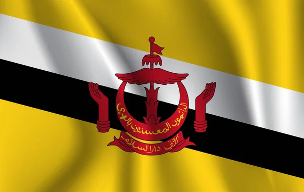 3D-waving vlag van Brunei 10 eps — Stockvector