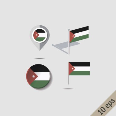 Jordan kümesi yuvarlak rozetleri bayraklar.