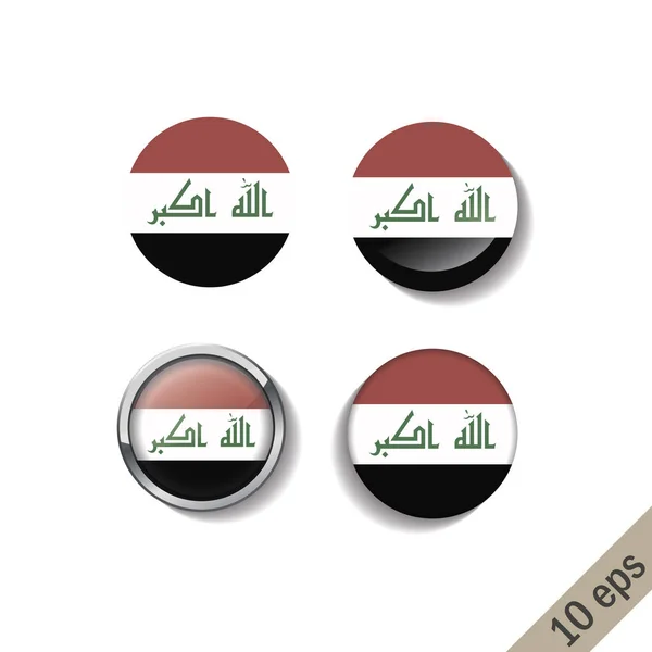 Set of IRAQ flags round badges.