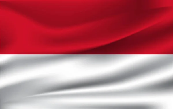 Indonesien schwenkt Flagge isoliert vor weißem Hintergrund. — Stockvektor