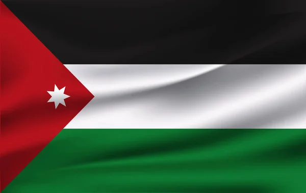 3D wapperende vlag van Jordanië — Stockvector