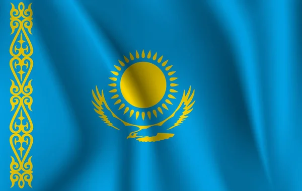 Bandera ondeante 3D de Kazajstán — Vector de stock