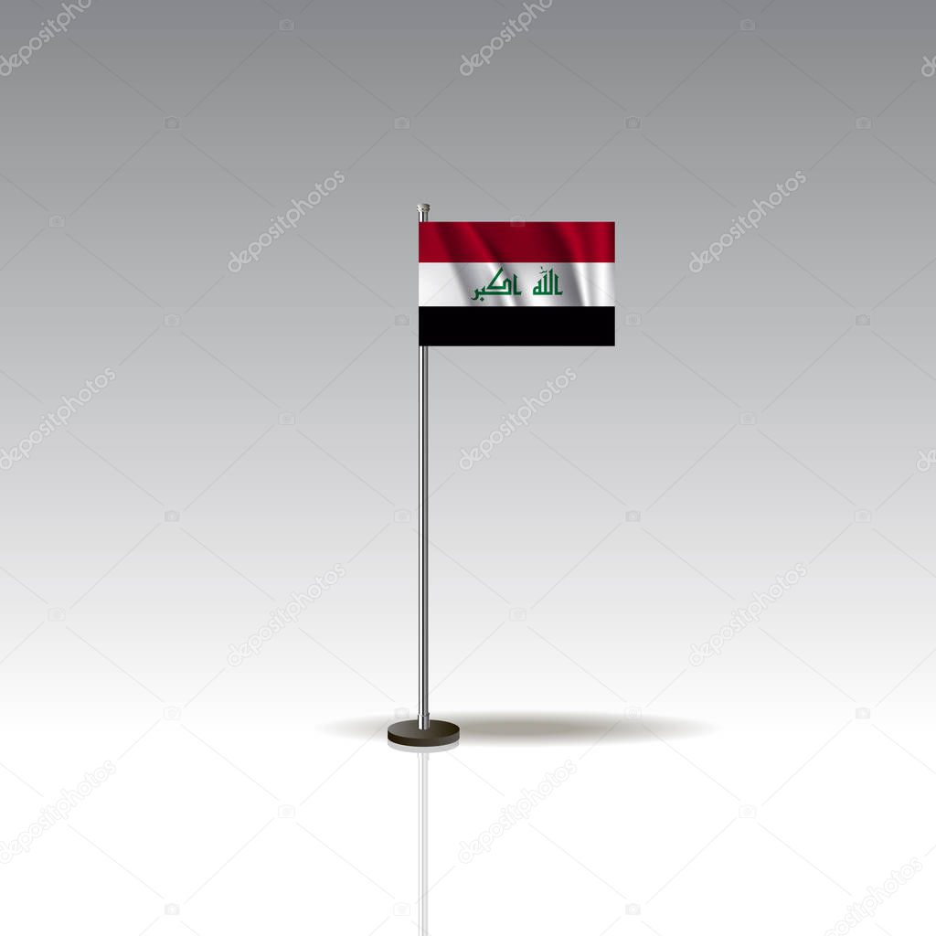 Flag Illustration of the country of IRAQ. National IRAQ flag isolated on gray background.EPS10