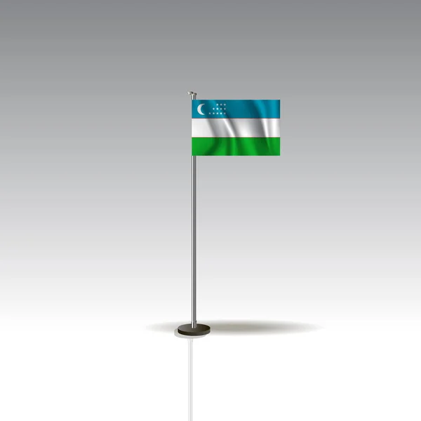 Özbekistan'ın ülke bayrağı çizimi. Gri arka plan üzerinde izole Özbekistan bayrağı. Eps10 — Stok Vektör