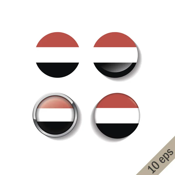 Set de banderas YEMEN insignias redondas . — Vector de stock