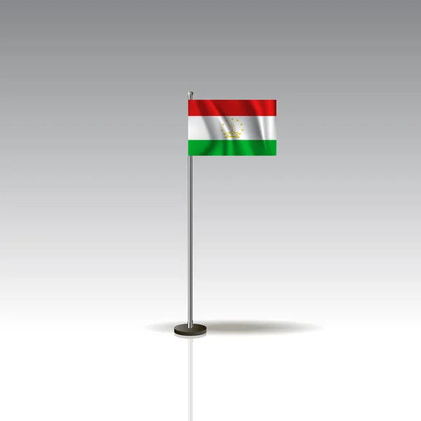 Bandiera Illustrazione del paese di TAJIKISTAN. Bandiera nazionale TAJIKISTAN isolata su sfondo grigio. EPS10 — Vettoriale Stock