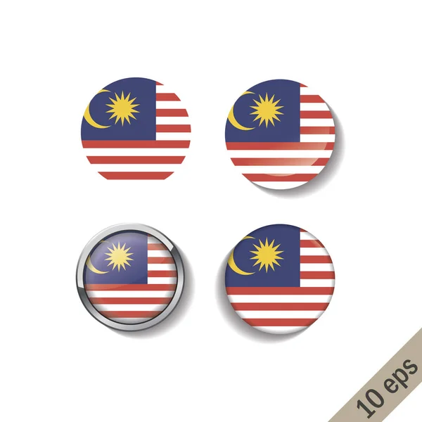 Набір Малайзії прапорів, круглі значки. — стоковий вектор