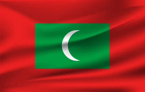 Drapeau des Maldives. Drapeau agitant réaliste de la République des Maldives . — Image vectorielle