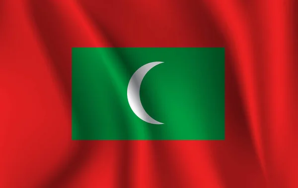 Drapeau des Maldives. Drapeau agitant réaliste de la République des Maldives . — Image vectorielle