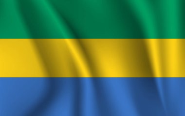 Gabon 3D dalgalanan bayrağı. çizimler. 10 eps