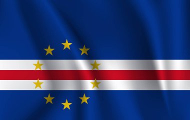 Cape Verde bayrağı. Cabo Verde Cumhuriyeti, bayrak sallayarak gerçekçi.