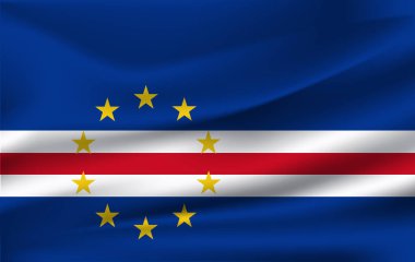 Cape Verde bayrağı. Cabo Verde Cumhuriyeti, bayrak sallayarak gerçekçi.
