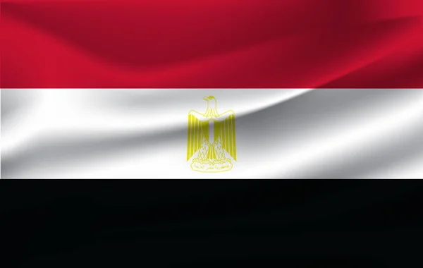 Bandiera dell'Egitto. Bandiera sventolante realistica della Repubblica Araba d'Egitto . — Foto Stock