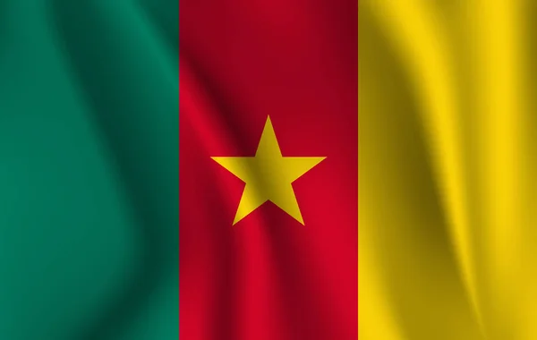 Vlag van Kameroen. Realistisch zwaaien de vlag van de Republiek Kameroen. — Stockfoto