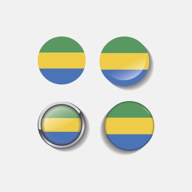 Gabon kümesi yuvarlak rozetleri bayraklar.