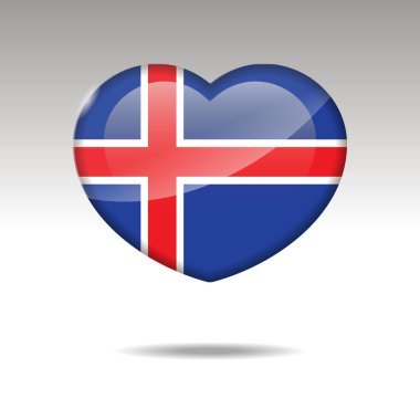 İzlanda sembolü seviyorum. kalp bayrak simgesi. vektör çizim.